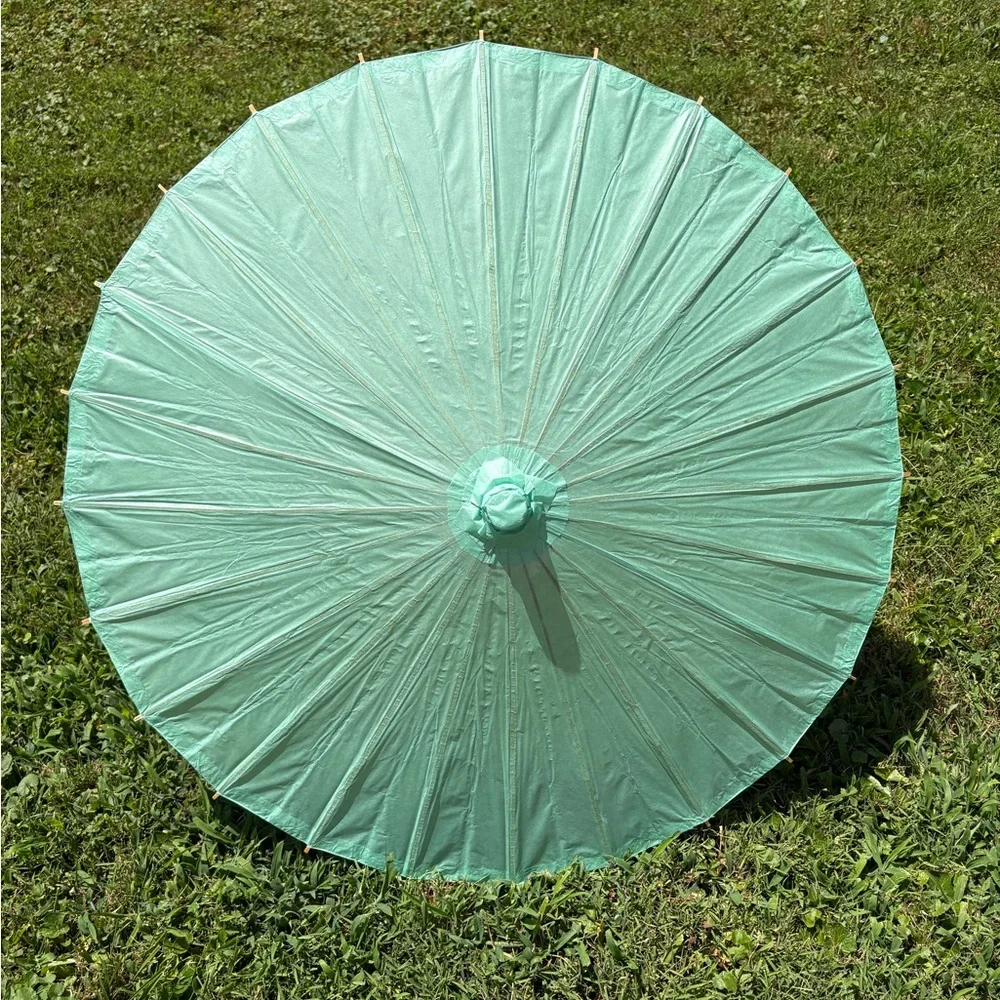 Mint Green Paper Parasol Sun Umbrella for Wedding Picture